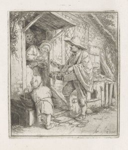 Brillesælger med en gammel kvinde af Adriaen van Ostade