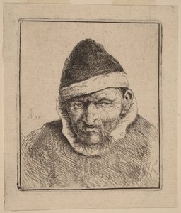 Buste af en bonde med en spids pelshue af Adriaen van Ostade