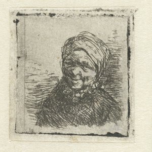 Buste af en smilende bondekone af Adriaen van Ostade