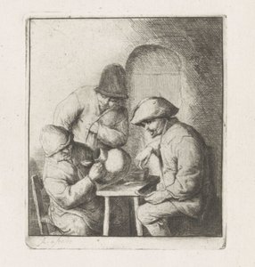 Tre mænd med en tom kande af Adriaen van Ostade