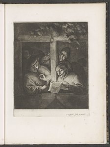 Tre sangere i et åbent vindue ved levende lys af Adriaen van Ostade