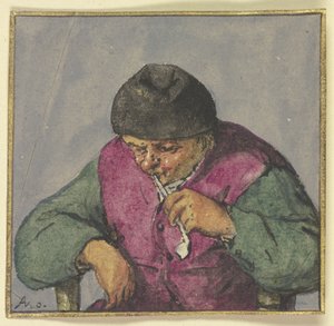Halvfigur af en siddende bonde med pibe af Adriaen van Ostade