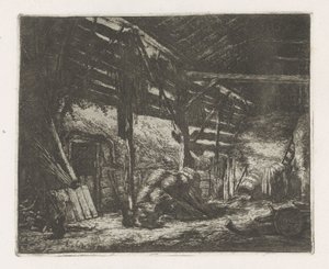 Interiør af en hølade af Adriaen van Ostade