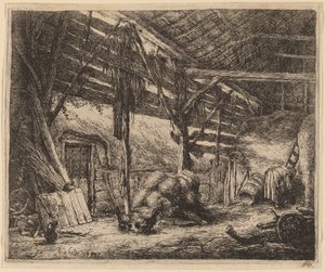 Interiør af en lade af Adriaen van Ostade