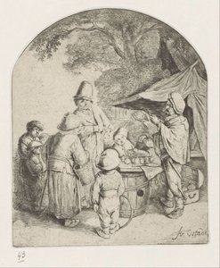 Quack sælger sine varer af Adriaen van Ostade