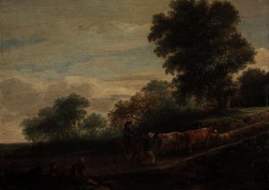 Landskab med hyrder og kvæg af Adriaen van Ostade