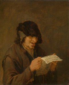 Mand, der læser avis af Adriaen van Ostade