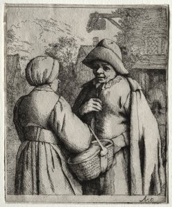 Mand og kvinde samtaler af Adriaen van Ostade