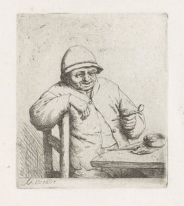Mand med en pibe ved bordet af Adriaen van Ostade