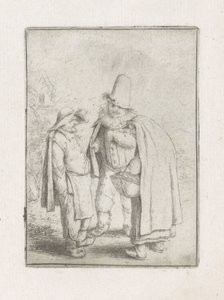 Mand med plisseret krave med et bondepar Tre groteske skikkelser af Adriaen van Ostade