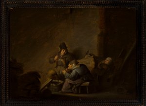 Genrescene i et interiør af Adriaen van Ostade