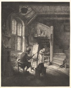 Maleren i sit atelier af Adriaen van Ostade