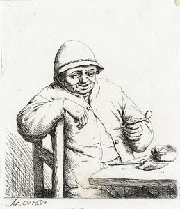Rygeren, der læner sig mod ryggen af en stol af Adriaen van Ostade