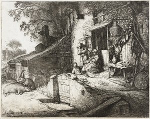 Den spindende kvinde af Adriaen van Ostade
