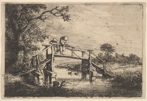 To lystfiskere på en bro, 1647.