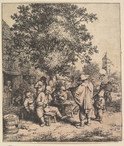 Violinist og lille organkværn, 1610-85. af Adriaen van Ostade