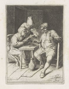 Violinspiller med et par ved bordet Koncerten af Adriaen van Ostade