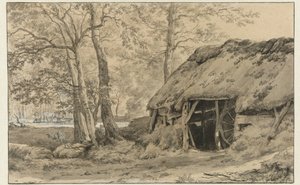 En hytte eller fåresti i skoven af Adriaen van de Velde