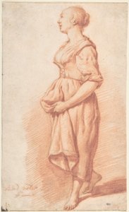 Ein junges Mädchen, das nach links geht af Adriaen van de Velde