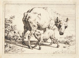 Får og to lam af Adriaen van de Velde