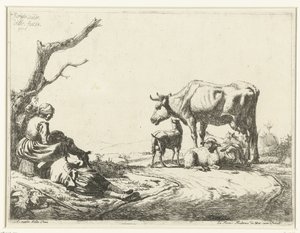 Hyrde og hyrde med husdyr af Adriaen van de Velde