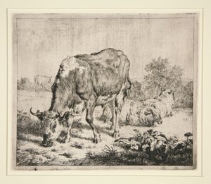 Oksekødstærten og de tre får af Adriaen van de Velde