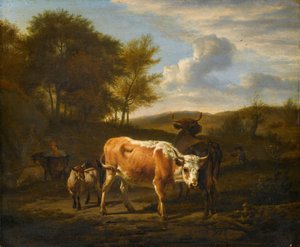 Bjerglandskab med køer af Adriaen van de Velde