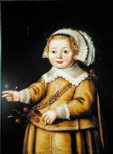 Portræt af Anne Gibson som et barn (olie på panel) af Adriaen van der Linde