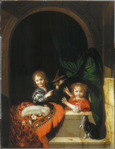 To børn med en musefælde af Adriaen van der Werff