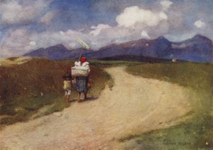 Tjekkoslovakiet: En vej i Karpaterne (farve litho)