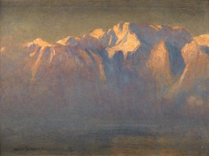 Mont Blanc (olie på lærred lagt om bord)