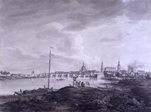 Udsigt over Dresden, ca. 1788 (blæk og vask over grafit på papir)