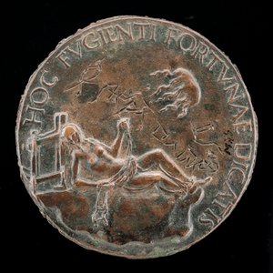 Kvindefigur, der holder et tøjle [omvendt], sandsynligvis efter 1502.