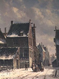 En hollandsk by om vinteren