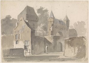 Udsigt over en byport af Adrianus Eversen