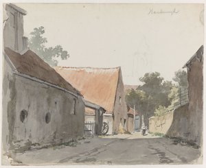 Udsigt over en gade i Harderwijk Harderwijk (titel på objekt) af Adrianus Eversen