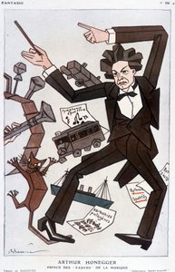 Tegnefilm af Arthur Honegger "Prince of the Fauves of Music"", schweizisk komponist (1892-1955) - af Barrère, i "" Fantasio""" fra 01/01/1930 af Adrien Barrere