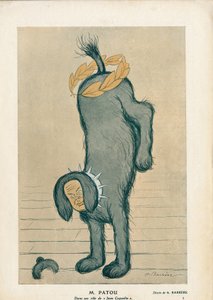 Karakter af stykket "" Chantecler"" af Edmond Rostand Jean Coquelin i rollen som hunden Patou - Fantasio af Adrien Barrere