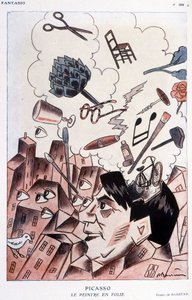 Humoristisk tegning på Pablo Picasso af Barrère - i "" Fantasio"", fra 15/11/1928.