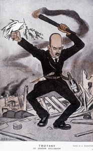 Leon Trotsky (Trotsky) (1879-1940), illusionsspilleren - tegneserie af Barrère, i "" Fantasio"" fra 15/03/1918