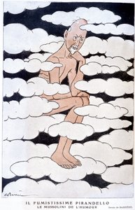 Portræt af Luigi Pirandello (1867 - 1936), italiensk dramatiker - Illustration af Adrien Barrere (1877-1931) i "" Fantasio"" fra 01/08/1925 af Adrien Barrere