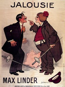 Plakat af "" Jalouise"" (eller Max og den jaloux mand) af Max Linder (Gabriel Lieuvielle af Adrien Barrere