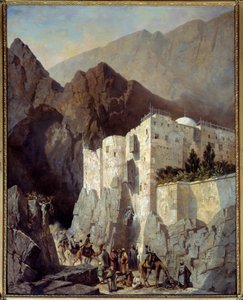 Udsigt over klosteret Saint Catherine ved Sinai-bjerget Maleri af Adrien Dauzats (1804-1868) 1845 Søn. 1,3x1,04 m