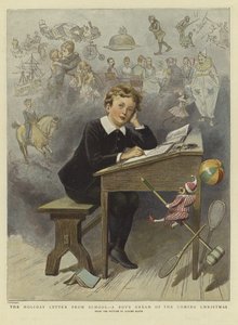 Feriebrevet fra skolen (farve litho) af Adrien Emmanuel (after) Marie