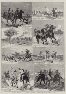 En dags arbejde på en Queensland Cattle-station, Australien af Adrien Emmanuel Marie