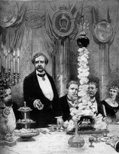 Banket givet af den skandinaviske koloni Paris til ære for opdagelsesrejsende Nils Adolf Erik (Eric) Baron Nordenskjold (Nordenskiold) (1832-1901) på Hotel Continental. Presenter er: Grev Kapnitz, Professor Nordenskjold, Prins Oscar af Sverige (1859-1953) af Adrien Emmanuel Marie