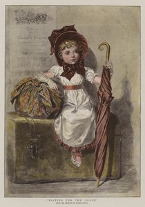 Venter på træneren (chromolitho)