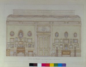 Salon des Pastels i Jacques Doucets lejlighed (akvarel på papir) af Adrien Karbowsky