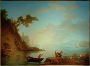 Napolitansk kyst i morgenlyset af Adrien Manglard