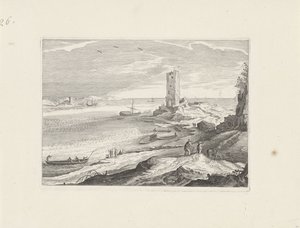 Havlandskab med ruinen af ​​et tårn af Aegidius Sadeler (II) (attributed to)